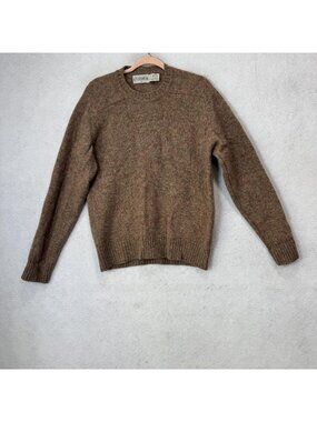 Classics Sweater Mens Large Brown 100% Wool Crew Neck Knit Pullover Portugal